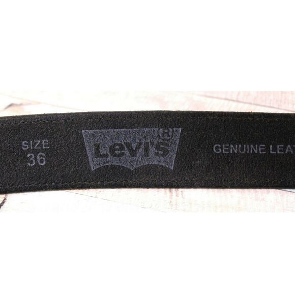 Levi's SADDLE BLACK GENUINE LEATHER 1 3/8"Wd CASUAL DRESS MEN'S BELT Sz 36 (P26 - Picture 7 of 10